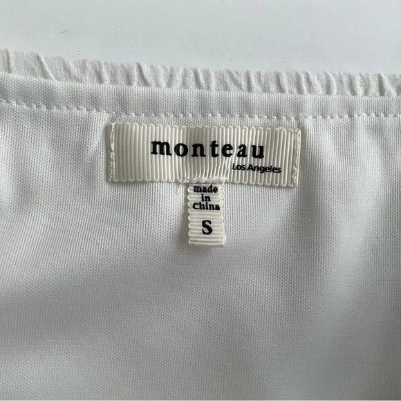 Monteau Los Angeles Summer Dress Small White Lace Sleeveless Short Zip Cotton - Picture 3 of 10